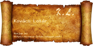 Kovács Lotár névjegykártya